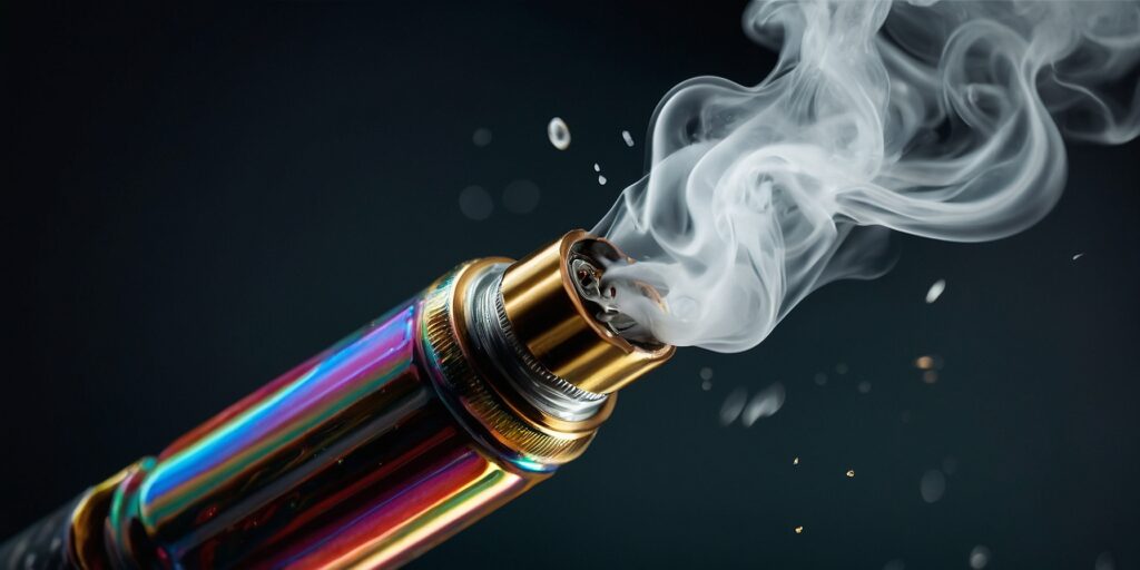 Un dessin montrant la nouvelle résistance plongée dans du e-liquide avant l'installation. Un dessin montrant la nouvelle résistance plongée dans du e-liquide avant l'installation.